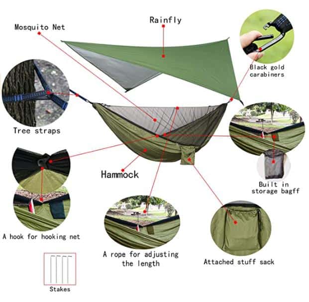 Portable Camping Hammock Set, Single Double Hammock