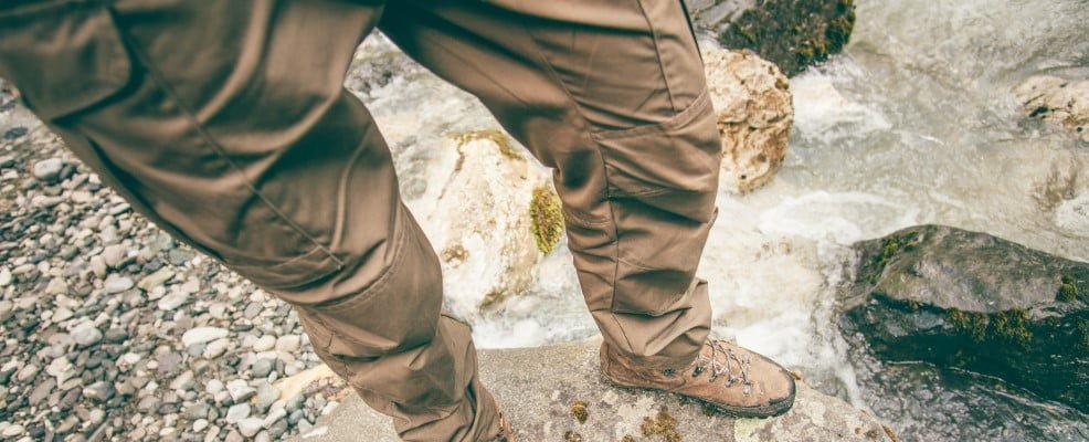 Man wearing waterproof thermal pants