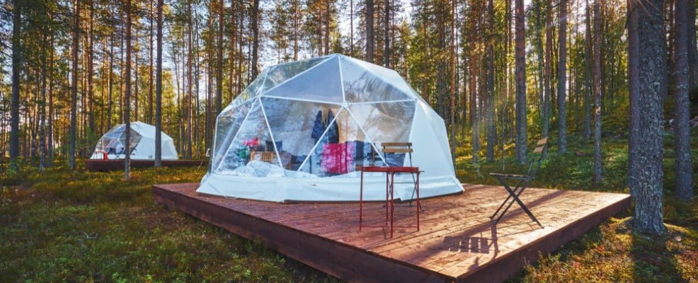 Clear tent in the campground