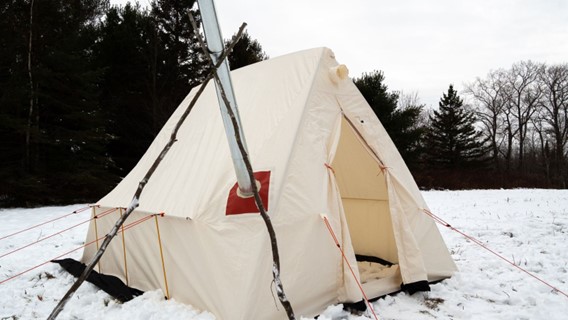 Winter camping setup